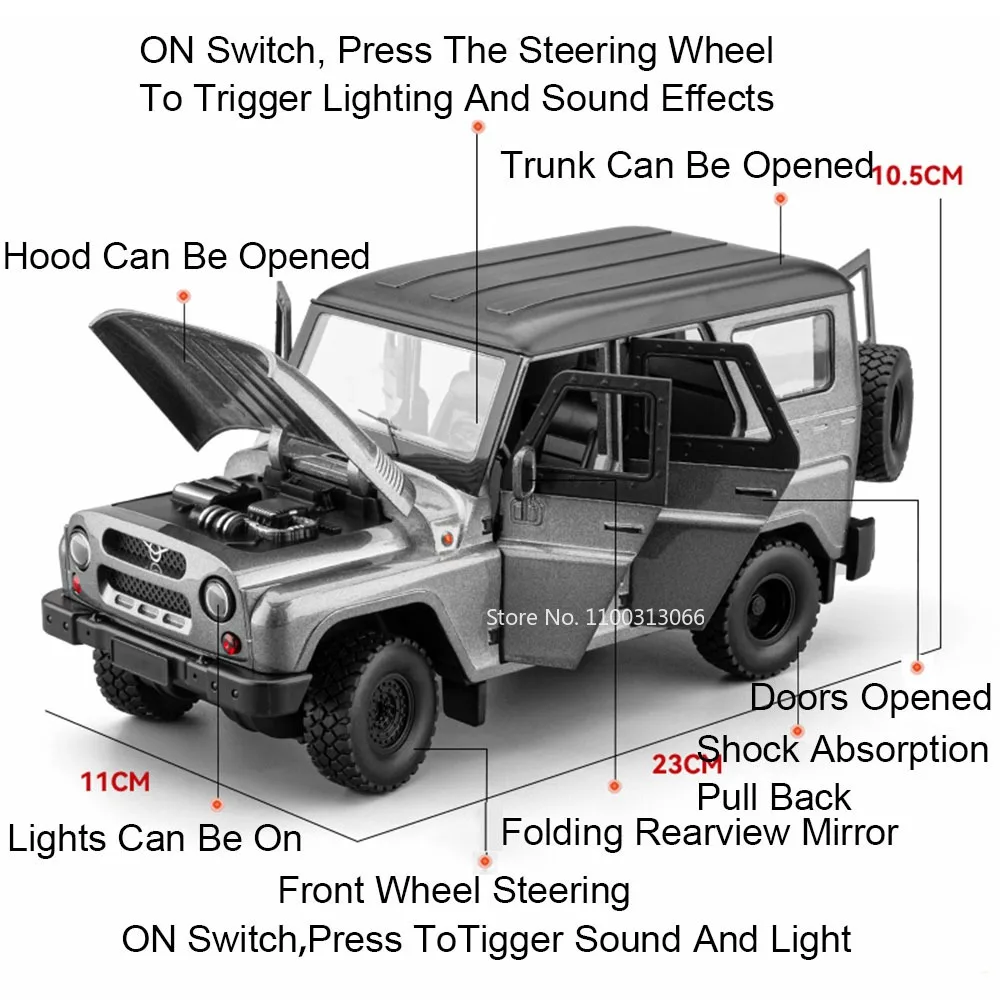 1:18 Lega UAZ Hunter LADA 2107 Giocattolo Modello di Auto Pneumatici di Gomma Ruota Tirare Indietro In Miniatura SUV Porte Aperte Off-road Ragazzi Regali di Natale