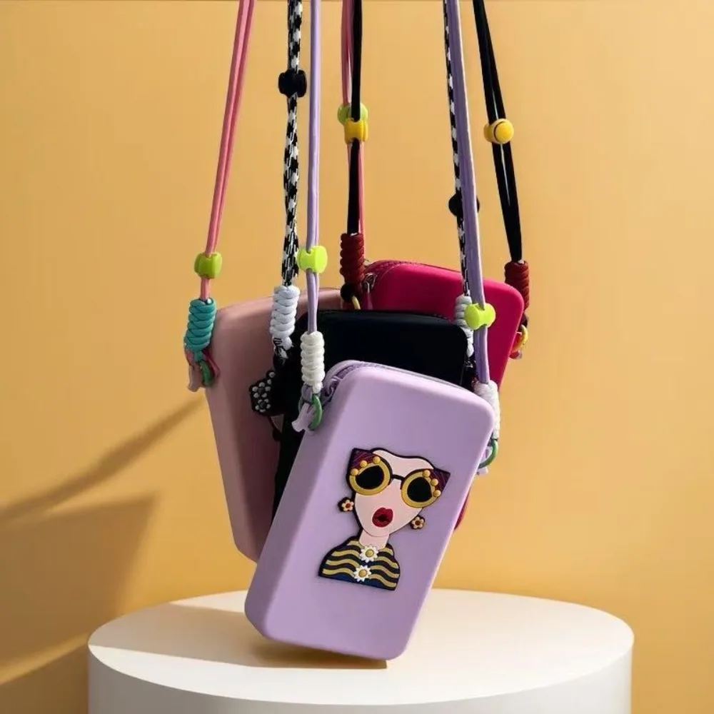 Tas Ponsel Silikon Portabel Multifungsi Tahan Air Tas Ponsel Gantung Leher Kapasitas Besar Dompet Koin