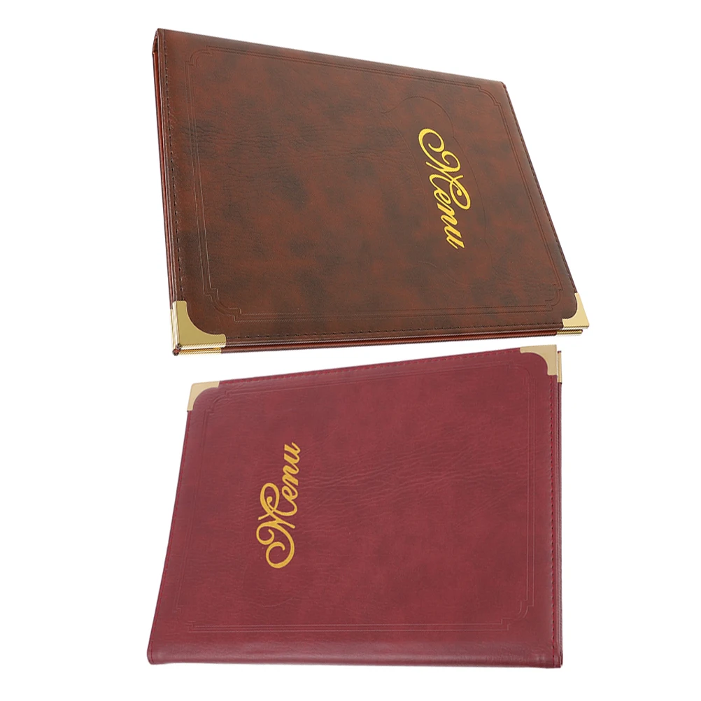 

2pcs A4 Menu Holder PU Cover Restaurant Folder Simple Meal Note Pads Commercial Dining Furniture