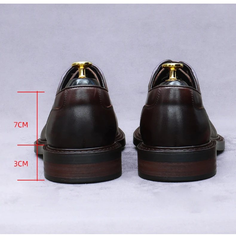 Chaussures en cuir de vachette peu profondes pour hommes, chaussures formelles d'affaires, cuir véritable, mode britannique, Oxford, mariage du marié, nouveau