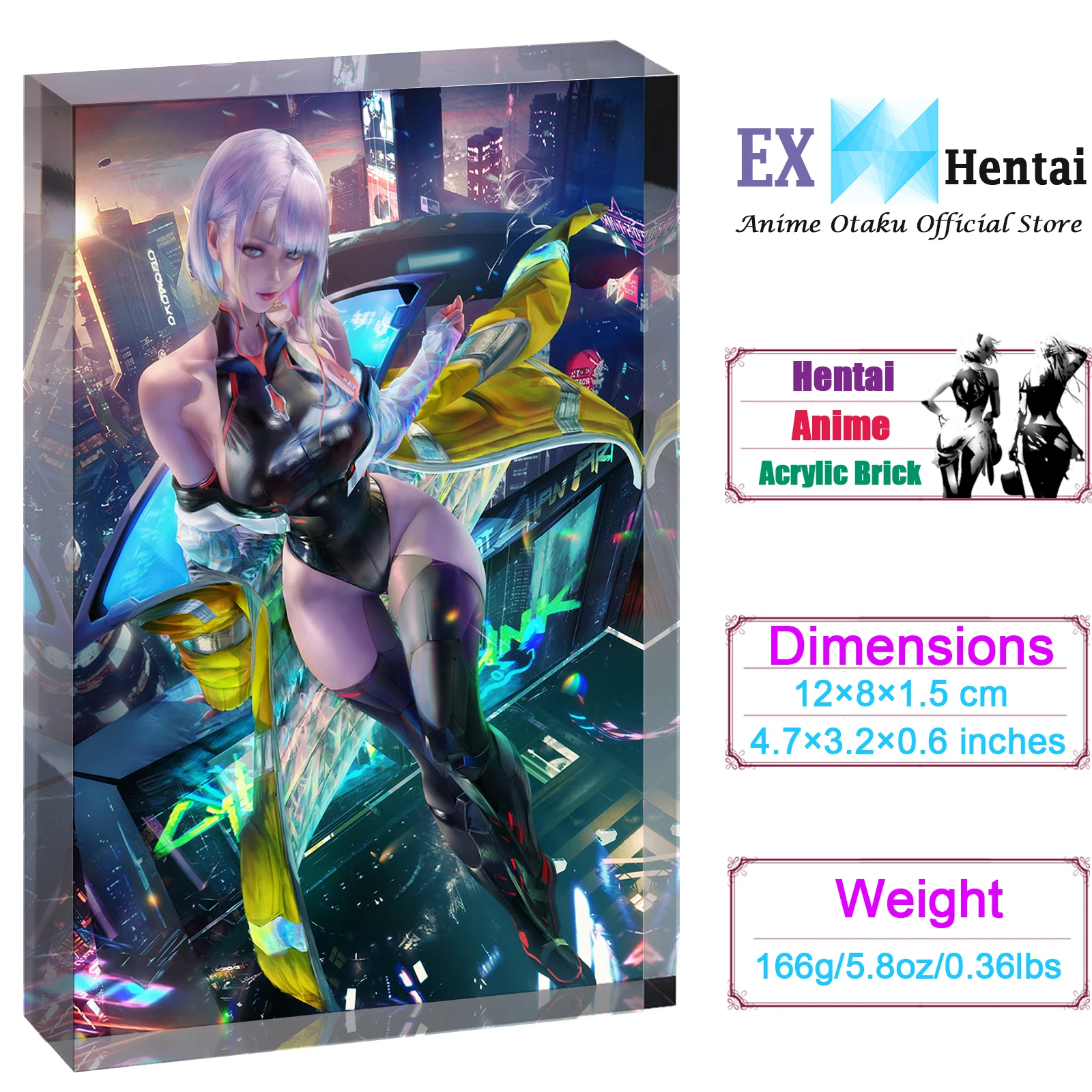 

Lucy Cyberpunk Sexy Anime Girl Acrylic Block, Waifu Poster Art Stand, Custom Desk Decor Gift, Edgerunners Collectible Brick