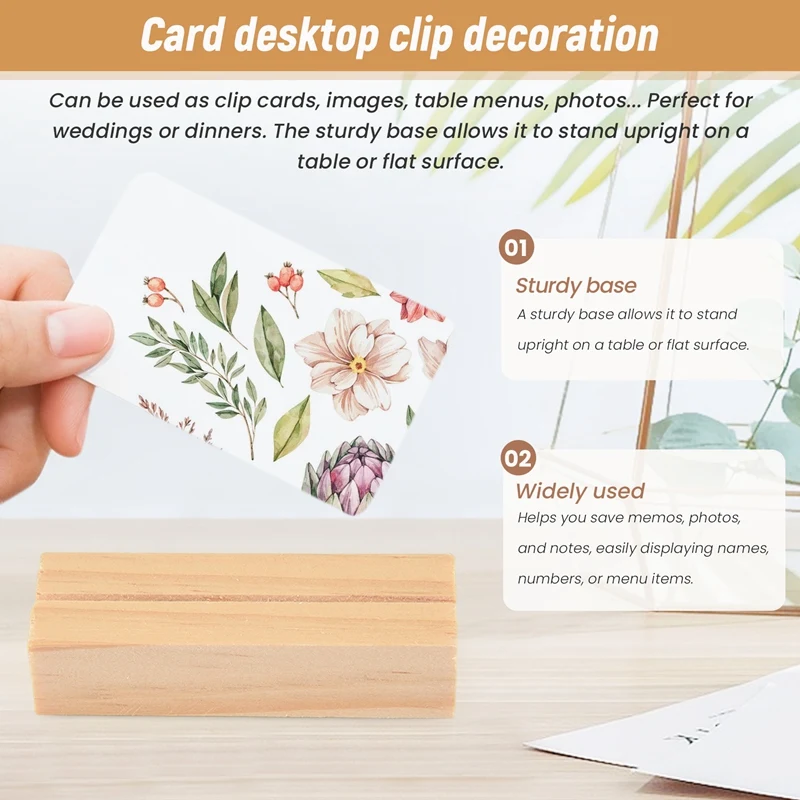 20 Pieces Wood Place Card Holders, Wooden Table Number Holder Memo Stand Clamps Stand Card Desktop Message Crafts For Wedding Di