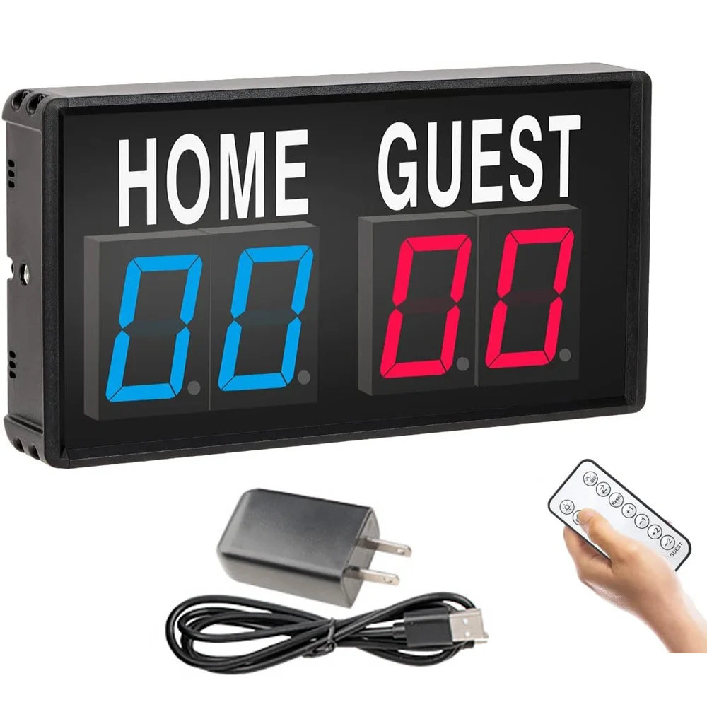 4-Digit LED Electronic Score Keeper Scoreboard with Remote for Basketball Ping Pong Table Tennis Badminton Volleyball Baseball