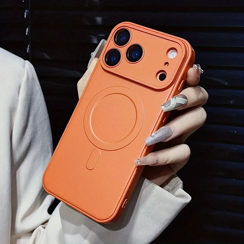 Full Camera Lens Protection Matte Soft Case For iPhone 17 16 15 14 Plus 13 12 11 Pro Max For Magsafe Magnetic Shockproof Cover