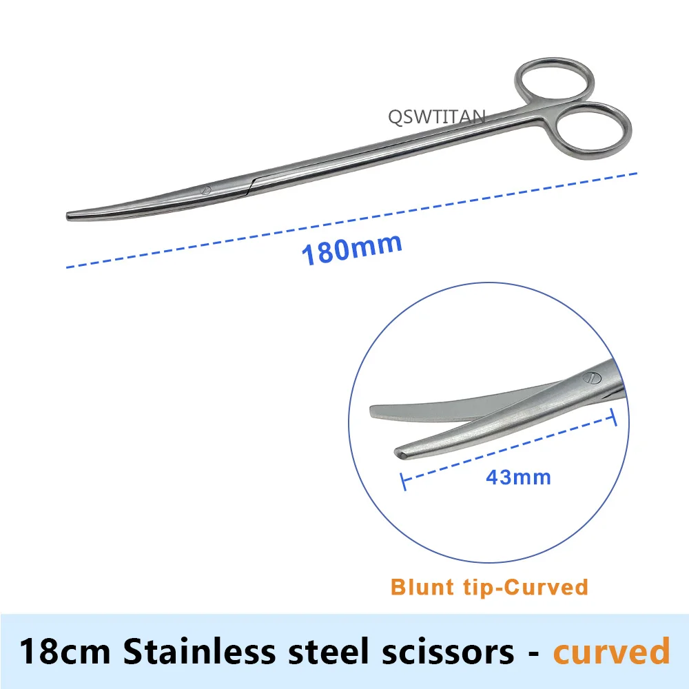 Medical Stainless Steel Surgical Scissors Cosmetic Plastic Surgery Instrument 1pc Straight Curved Blunt Tip Scissors