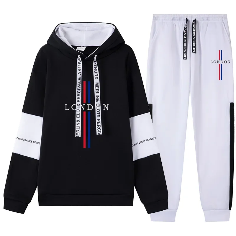 

High Quality Mens Tracksuit Print Casual Sweatshirts Sportswear Outdoors Sports Jogging Mens Clothing Single Piece Hoodie Pants