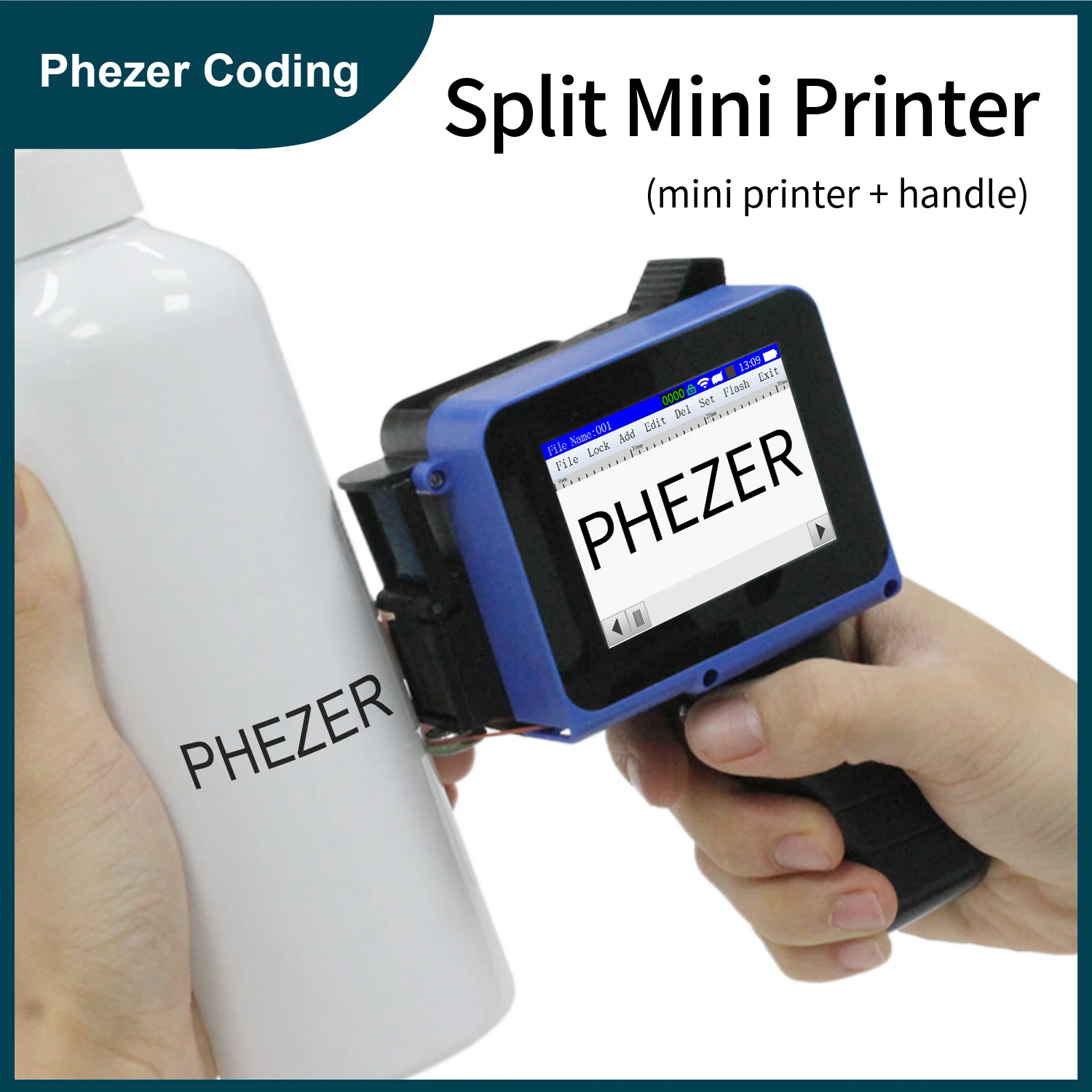 

Портативный мини-принтер Phezer PC12 12,7 мм, съемный мини-принтер, QR-бар, код партии, дата, номер, логотип, ручной струйный принтер