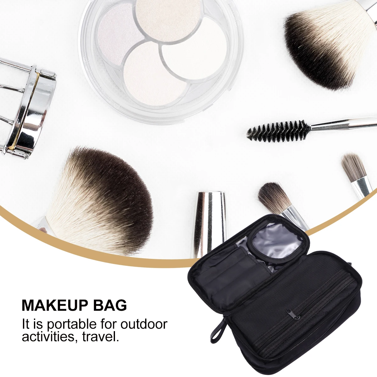 

Zipper Bag Premium Nylon Toiletry Storage Travel Makeup Case Large Capacity Double Layer Durable for Makeup