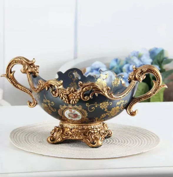 Luxury Fruit Tray Resin Decorative Plate High End Living Room Snack Tray Creative Dried Fruit Plate Household Decorative Storage