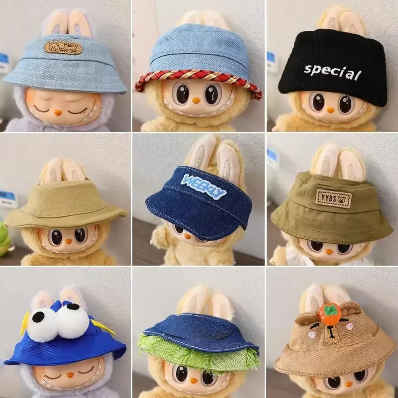 For 17cm LABUBU hat sit party macaron outfit doll bucket Hat Cute Doll Accessories Kids Girls Toys