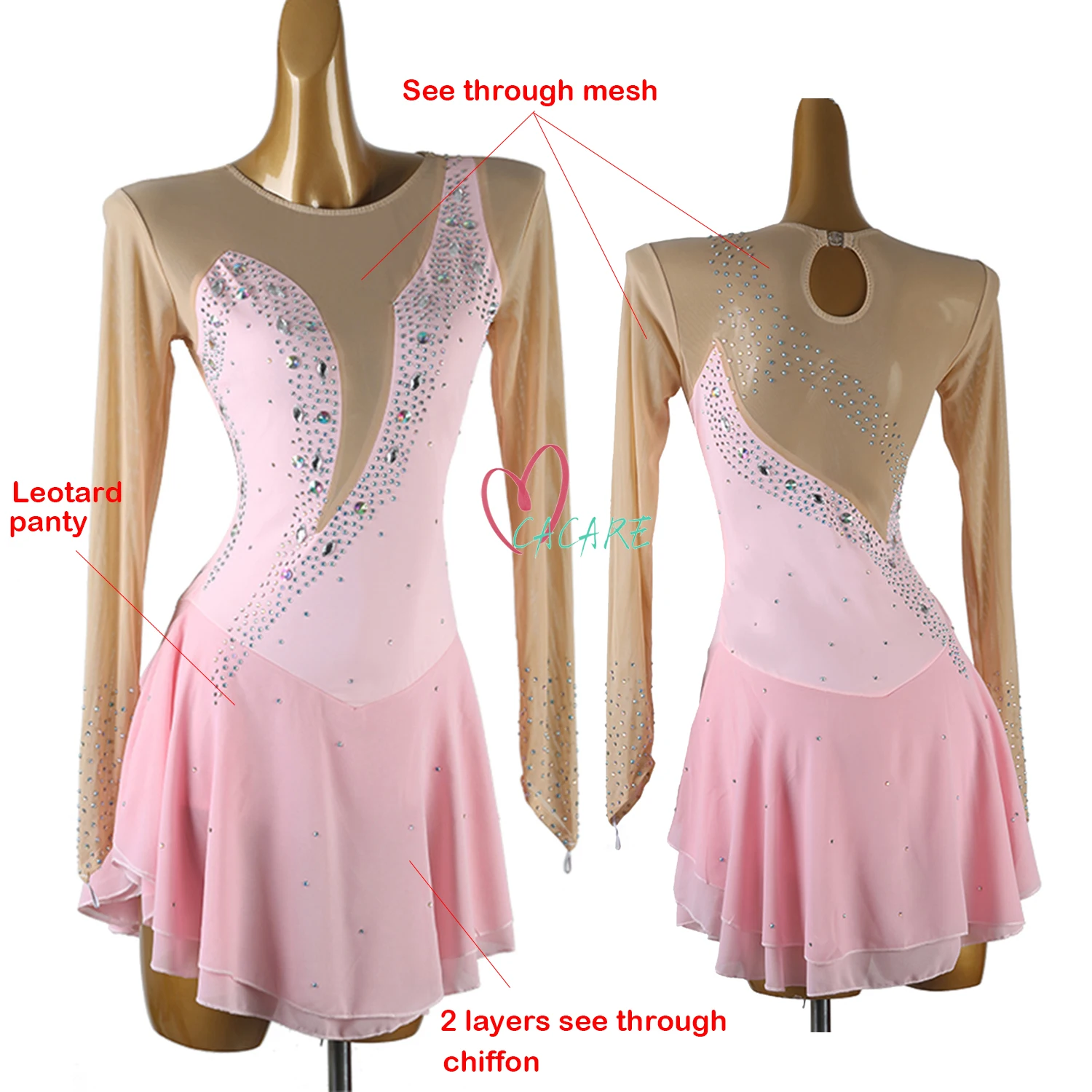 Kunstschaatsjurk Danskleding Toneelkostuum Kleding Meisje Kinderkleding Artistieke Schaatsen Jurk Dans Turnpakje Samba B003