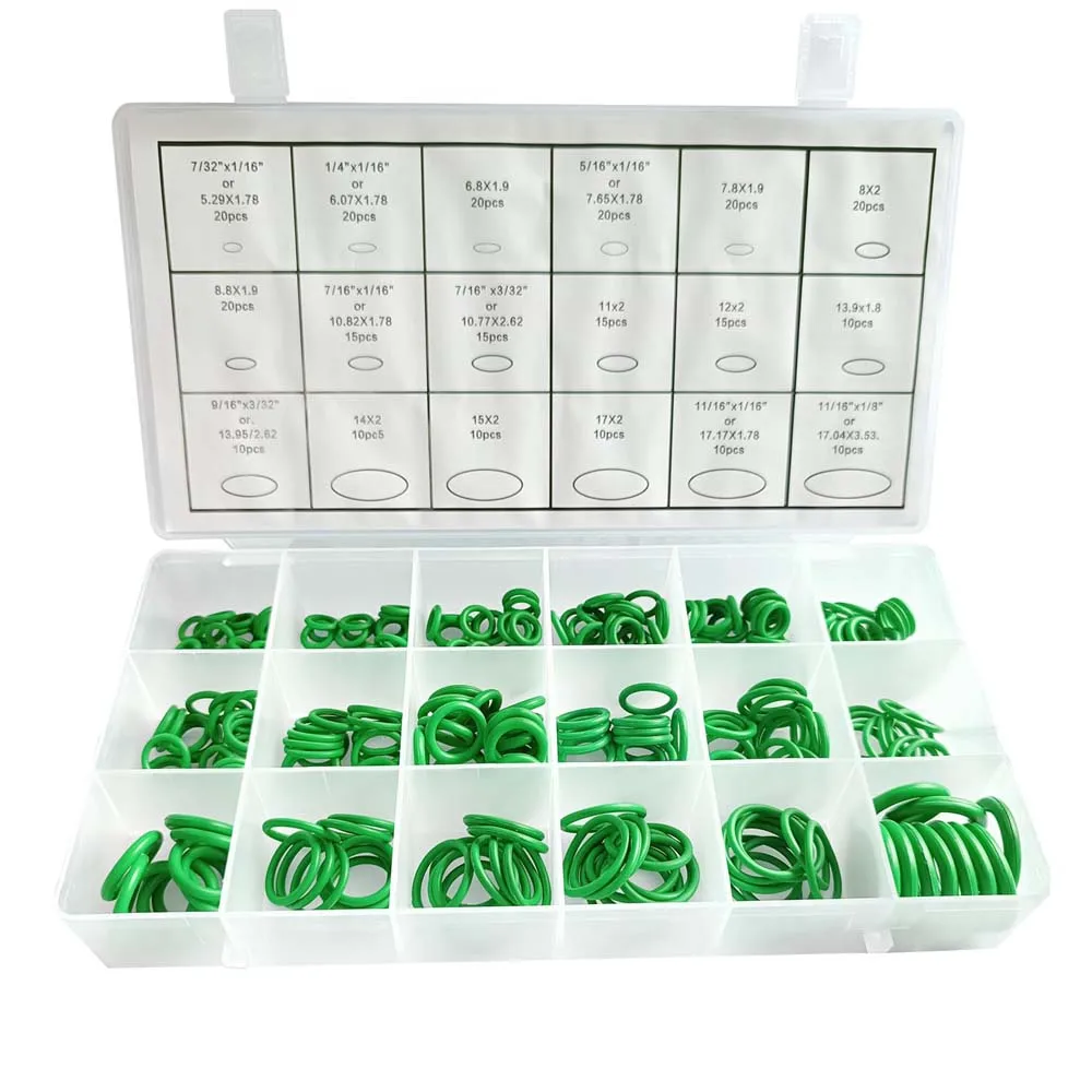 New 270PCS O Rings Seal Gasket Washer Kit 18 Sizes Car AC Rubber Air Conditioning O-Ring Gasket Assortment Set
