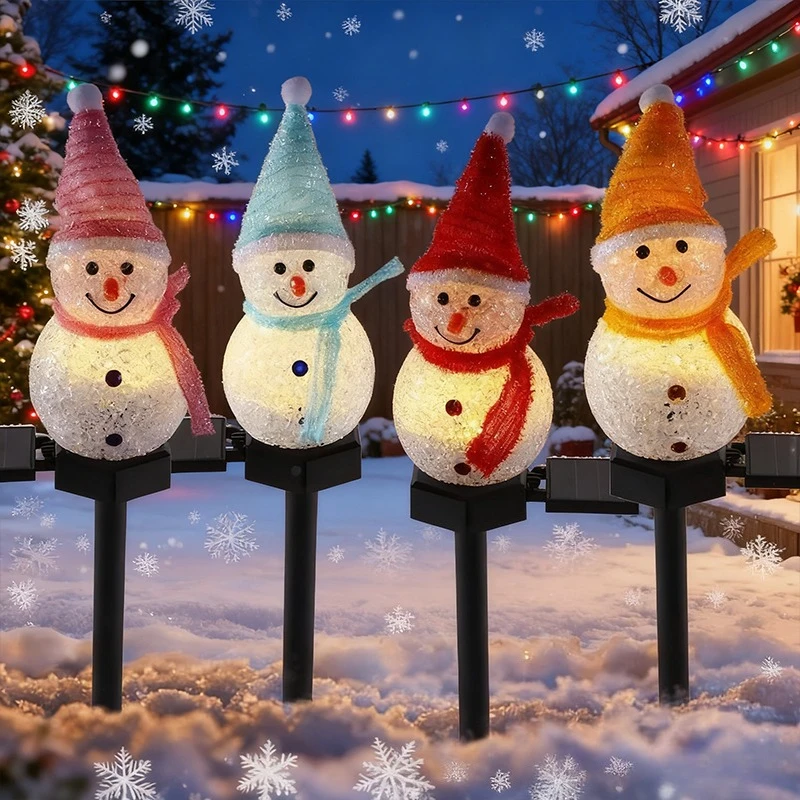 عيد الميلاد LED ثلج الشمسية مصباح حديقة في الهواء الطلق ضوء أرضي تعمل بالطاقة الشمسية عيد الميلاد مسار أضواء ل 2026 ديكورات للباحة الجديدة