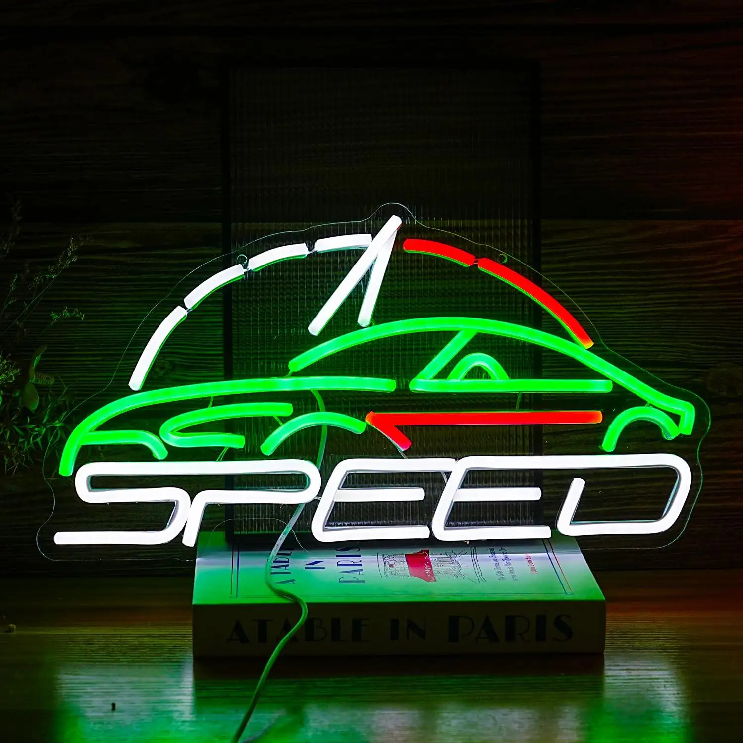 

Sports Car Neon Sign Speedometer USB Dimmable LED Neon Lights for Game Room Garage Workshop Repair Shop Car Store Bedroom Decor