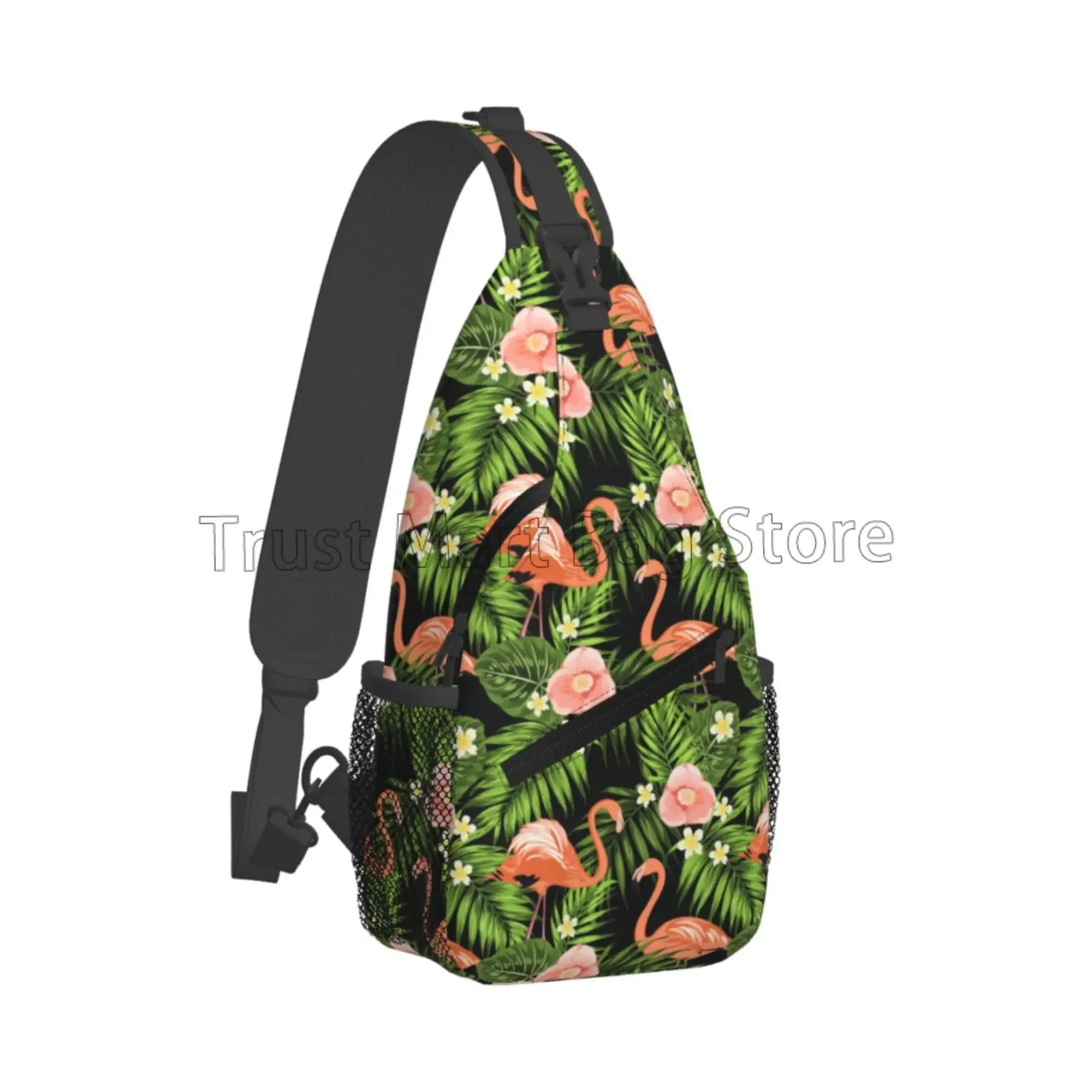 Pink Flamingo Sling Bag for Women Men Small Crossbody Sling Backpack Multipurpose Shoulder Bag Chest Bag for Travel Hiking