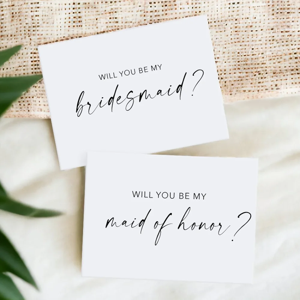 

5Pcs Will You Be My Bridesmaid/Maid of Honor Cards Wedding Preparations Supplies Bridesmaid Proposal Card Bridal Shower Favors