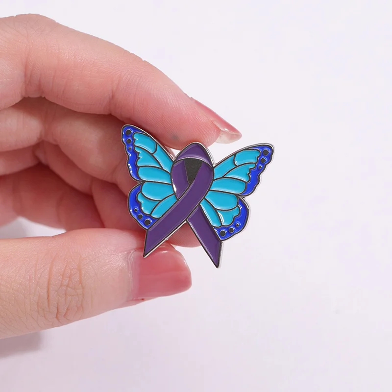 Colorful Ribbon Butterfly Enamel Pins Strength Brooches Lapel Pin Jewelry for Backpack Clothes Pin Gifts for Friends Wholesale