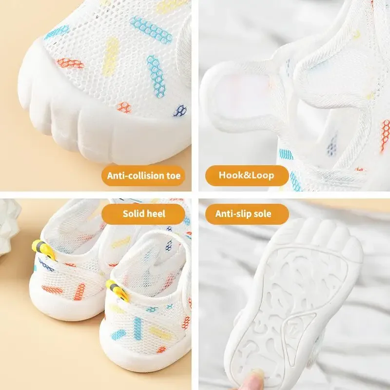 1-4T Baby Sandals Summer Breathable Air Mesh Unisex Kids Casual Shoes Anti-slip Soft Sole First Walkers Infant Lightweight Shoes