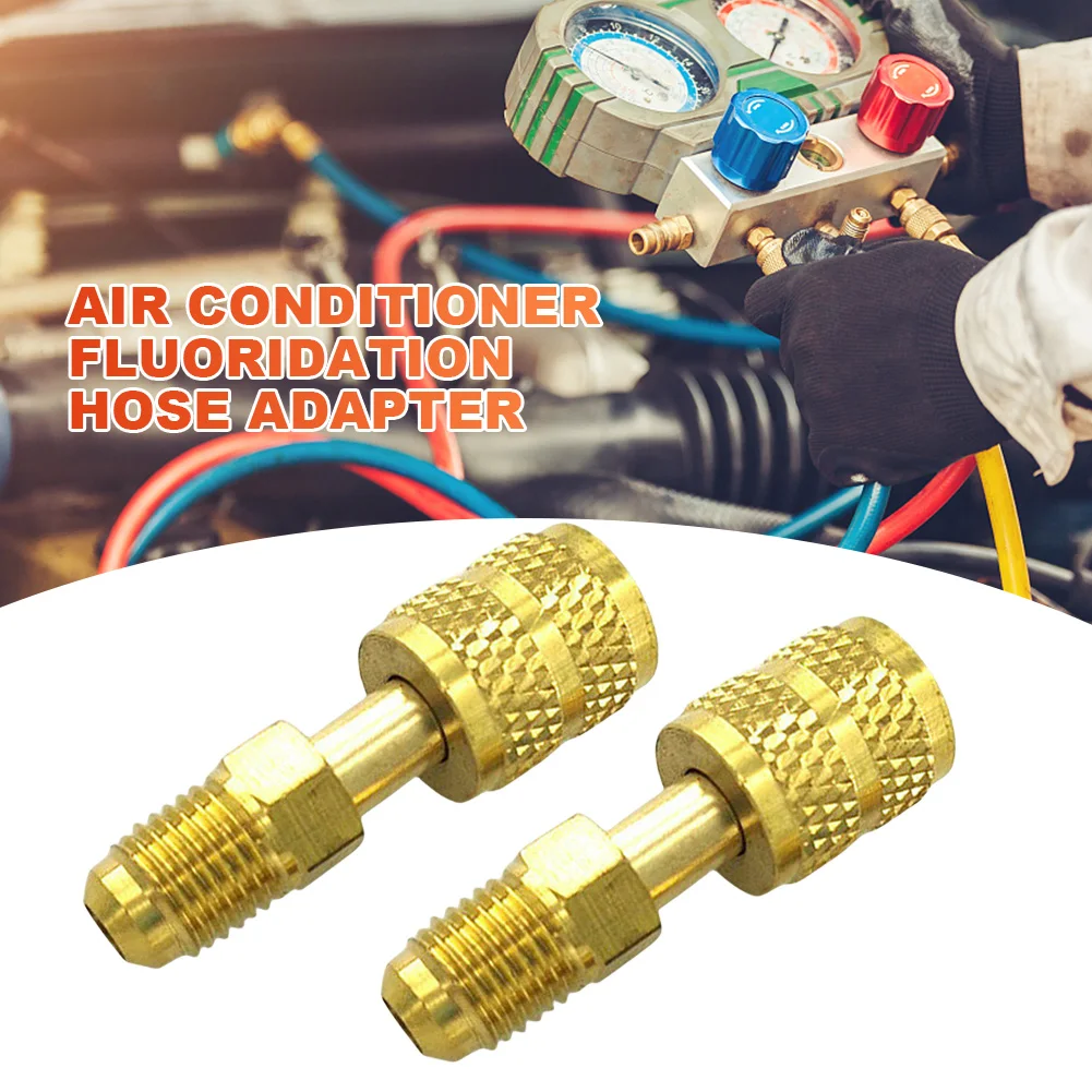 2 قطعة R410A محول شحن التبريد SAE خيط خارجي 1/4 محول لشحن خرطوم مضخة 5/16 SAE لأداة نظام الصمام