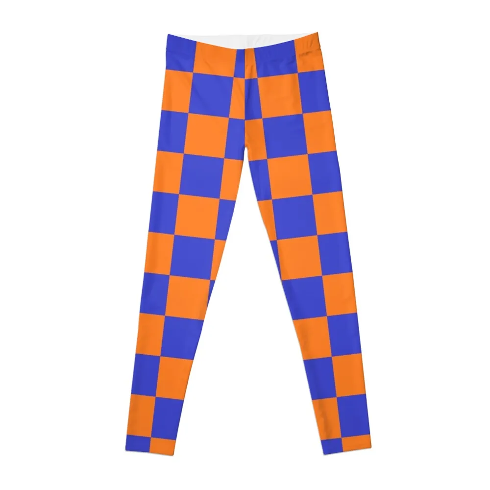 

Checkered Blue and Orange Leggings exercise clothing for workout shorts Sportswear woman gym Womens Leggings