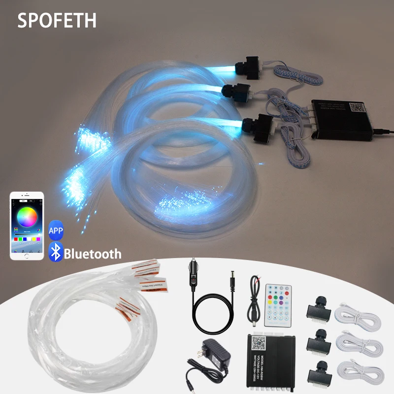 1/3 Head Rainbow Light Source Split Type Starry Sky Ceiling Modification, Bluetooth Controlled Fiber Optic Starry Sky Light