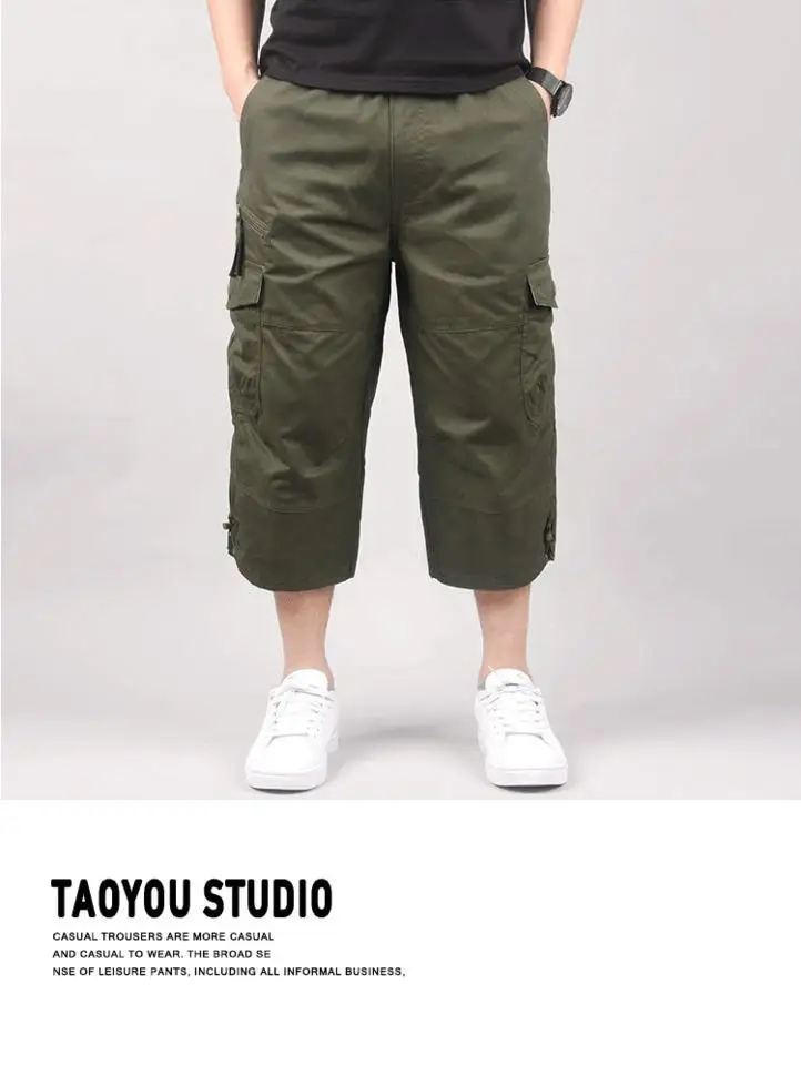 Herren Cargo-Shorts, Sommer, lockere Freizeithose, elastische Taille, große Größe, Outdoor-Jogging-Jogginghose, Trend, mehrere Taschen – Detail 6