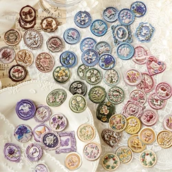 JIANQI 20 stks/pak Lak wax reliëf Stickers papier Materialen DIY Scrapbooking Materialen Collage Junk Journal Decor Sticker