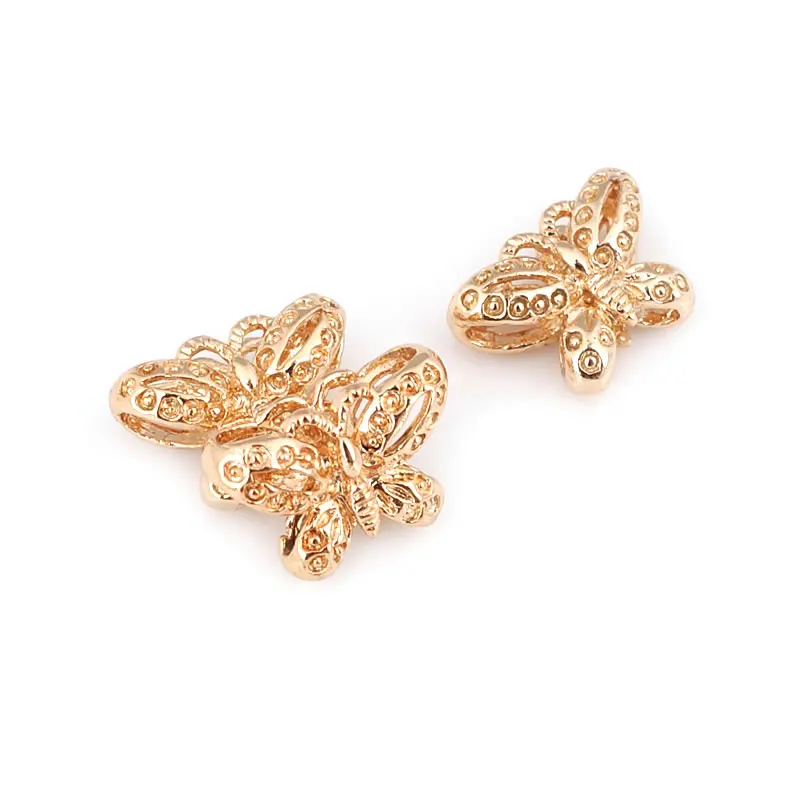 18K Gold Color Brass Butterfly Skull Chinese knot Fish Spacer Beads Bracelet Beads Diy Jewelry Making Accessories for Women