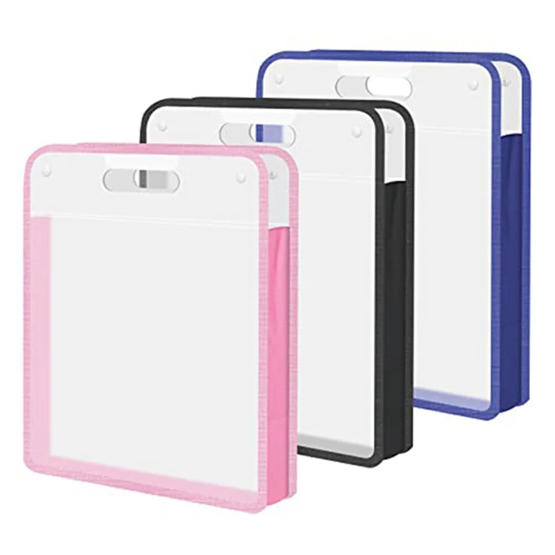 

A53M New 12X12 Scrapbook Paper Storage Organizer -Set Of 3 Expanding Paper Folio With Transparent Handle, Perfect For Scrapbook