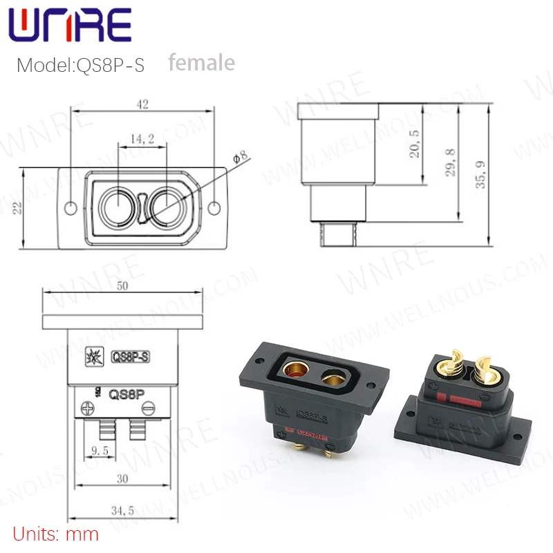 QS8P-S Large Current Plug Male Female Anti Sparking Small Volume Drone Electric Vehicle Battery Connector Interface Terminal