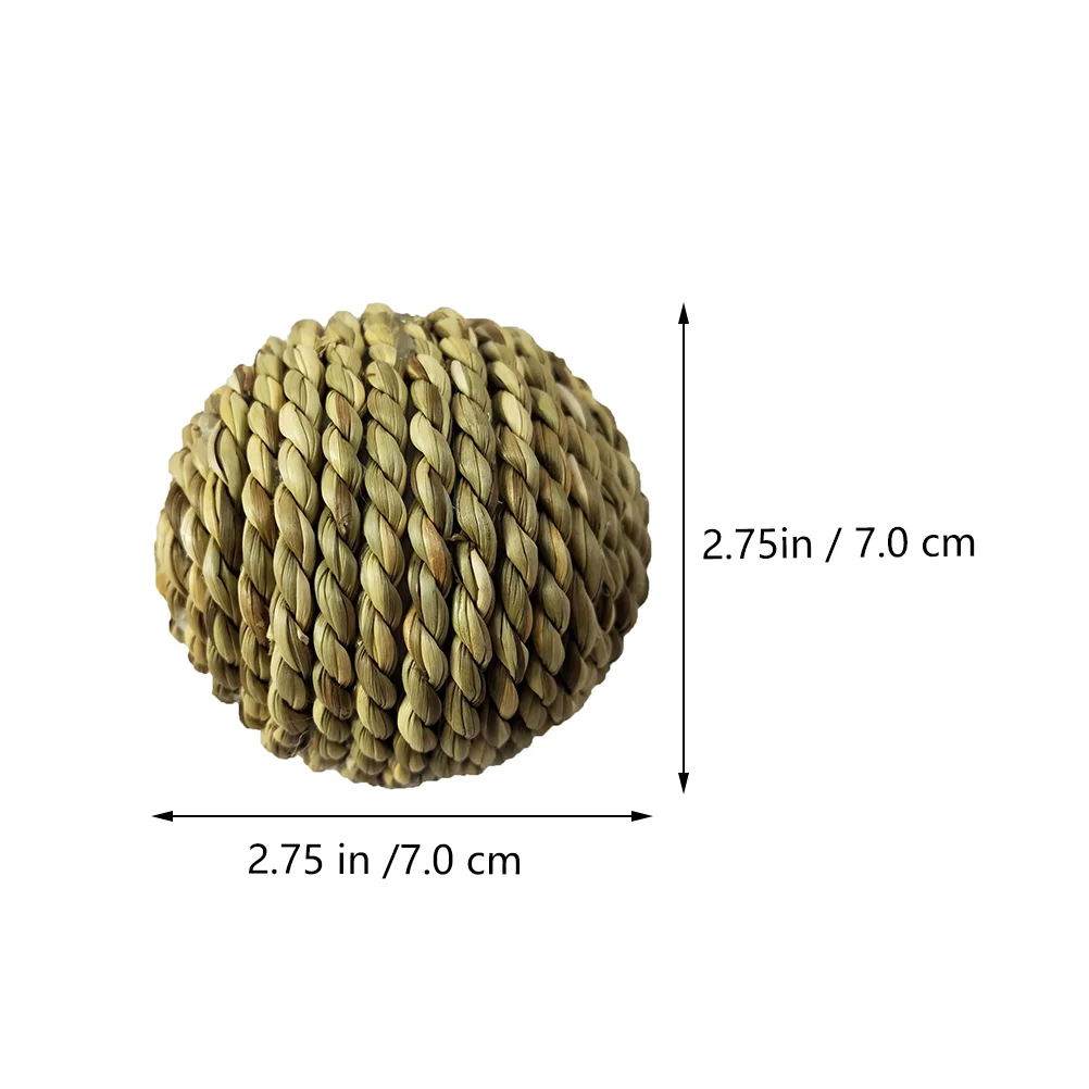 4 Pcs Pet Straw Ball Straw-woven Small Animal Toys Chinchilla Natural Grass Chew Guinea Pig Parrot