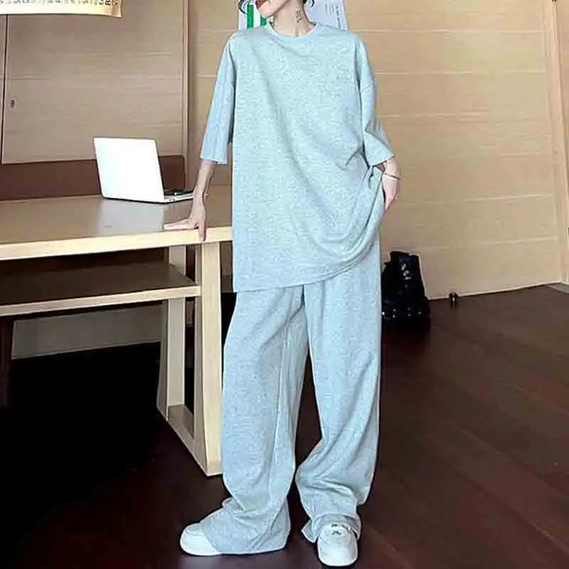 

Large Size Women Casual Oversized Tracksuit Two Piece Pant Sets Koreon Long Sleeve Top Spring Autumn Solid Fashion Sports Suit