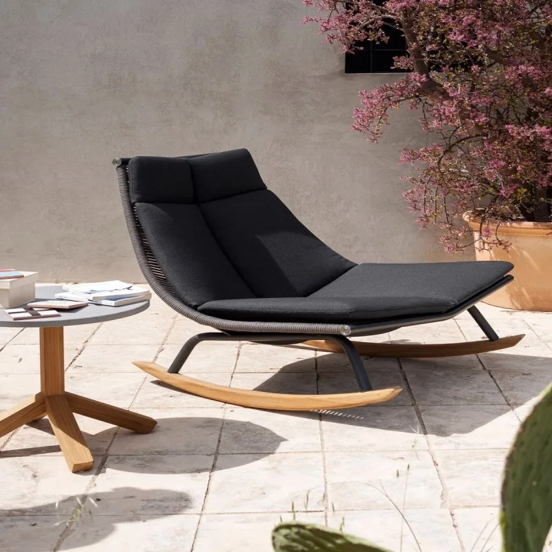 

Outdoor Rocking Chair Recliner Balcony Leisure Home Lazy Rattan Small Sofa Three-piece Courtyard Single Rattan Chair