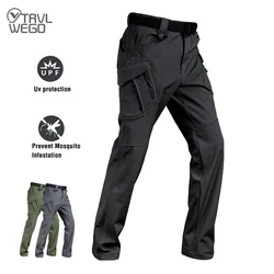 TRVLWEGO Men's Autumn Outdoor Tactical Pants Casual Trekking Quick Drying Lightweight Waterproof Hiking Cargo Pants 6 Pockets