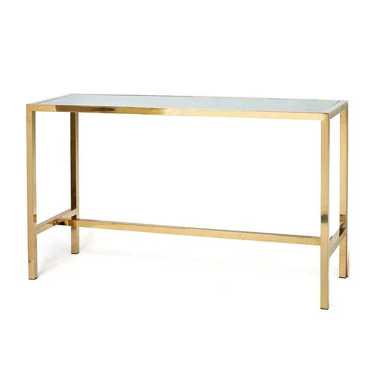 

Wholesale Cheap Club Furniture Rectangle Bar Clear Tempered Glass Top Chrome Leg Pub Tables