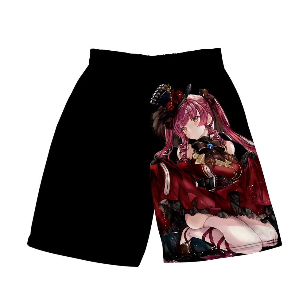 Hololive Vtuber Houshou Marine 3d Print Zomervakantie Dames/Heren Elastische Taille Streetwear Shorts Kawaii Strandshort Broek