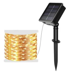 100 LED Solar Fairy Waterproof Copper Wire String Lights Christmas Party Garland Solar Power Lamp for Outdoor Garden Wedding