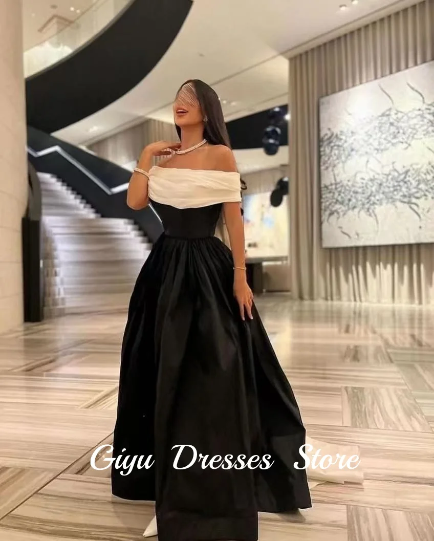 Giyu-vestido de noche elegante, corte en A, sin mangas, con hombros descubiertos, largo hasta el suelo, satén, abertura lateral, vestido de graduación con corsé personalizado