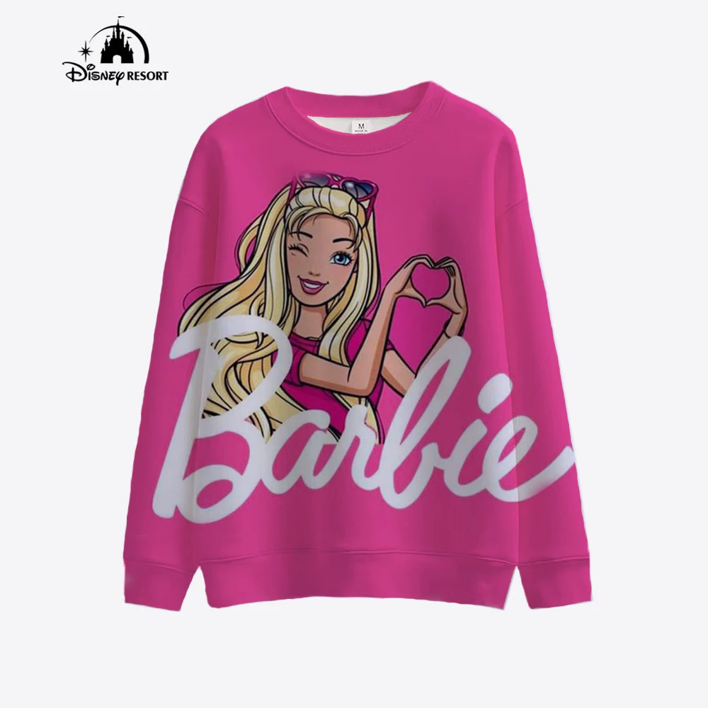 Disney Women Hoodies and Sweatshirts Barbie Print Fall Spring Sweatshirts Fall Spring Harajuku Long Sleeve Hoodie Clothes