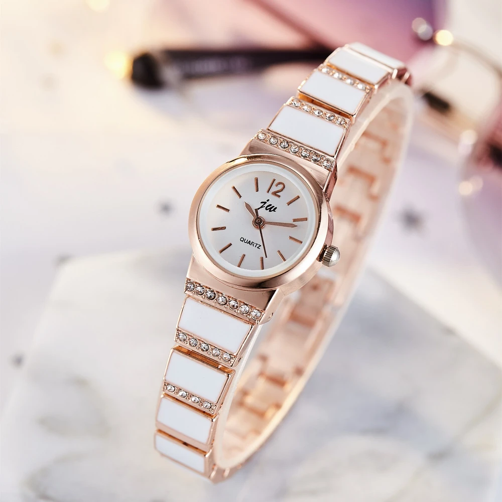 نمط جديد الكورية أزياء المرأة ووتش المرأة حزام ناقل من الفولاذ سوار طالب فاخر حجر الراين ووتش #2