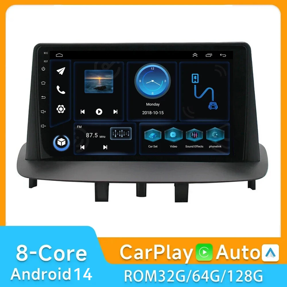 

Wireless Carplay For Renault Megane 3 Fluence 2008-2014 Android 14 Car Radio Navi GPS Video DSP 2 din 4G WIFI Multimedia Player