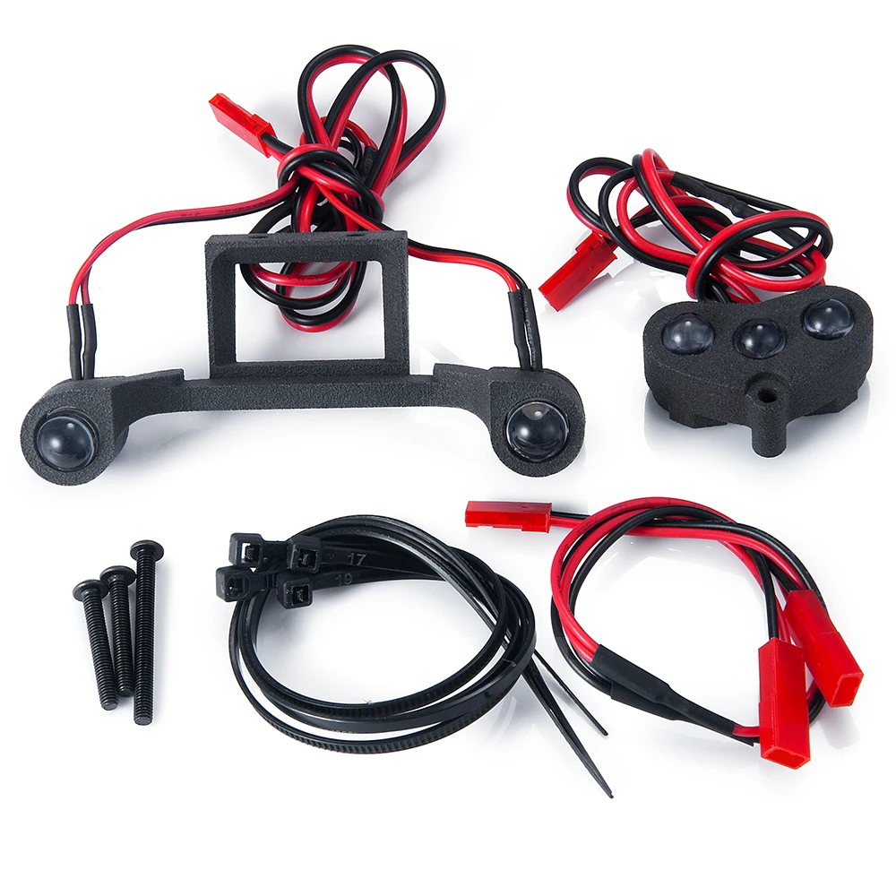 AXSPEED Front and Rear LED Lights Lamp Bar Spotlight for 1/10 RC Crawler Car Rustler 4X4 VXL XL-5 Upgrade Parts