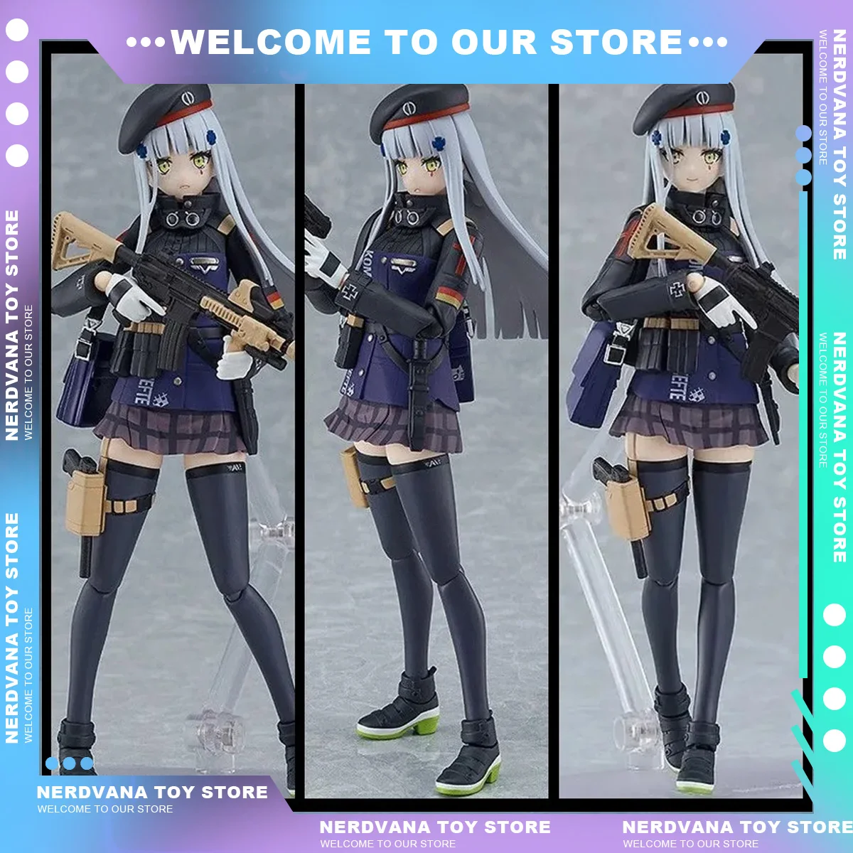 In Stock Girl Frontline HK416 Figma 573 Mobile Doll Assault Rifle 404 Team Member Children's Toy Desktop Ornament Handpiece