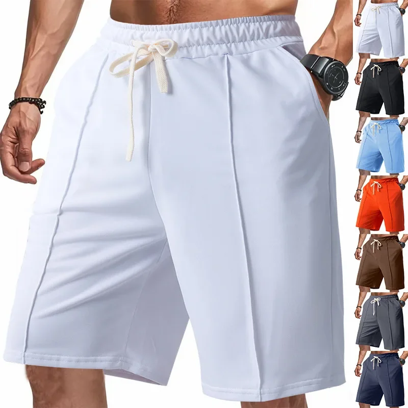 Men Sporty Quick Drying Shorts Summer Elastic Waist Pocket Holiday Beachwear Wide Leg Half Pants CBFS-YFY-YYDK3