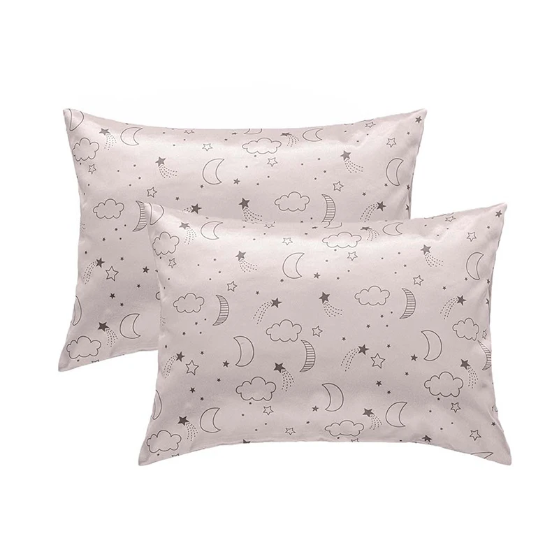 1PC Toddler Pillow Cases Baby Silk Satin Pillowcases Cartoon Printed Soft Envelope Pillow Cover for Boys Girls