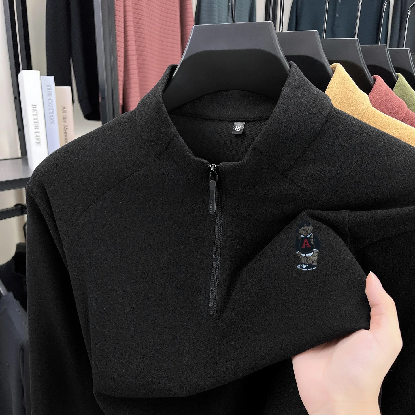 Luxury Quality Men's Printed T-Shirt Wrinkle Resistant Half ZipAutumn Mock Neck Long Sleeve Top High Quality Commute Men's Wear - view 6
