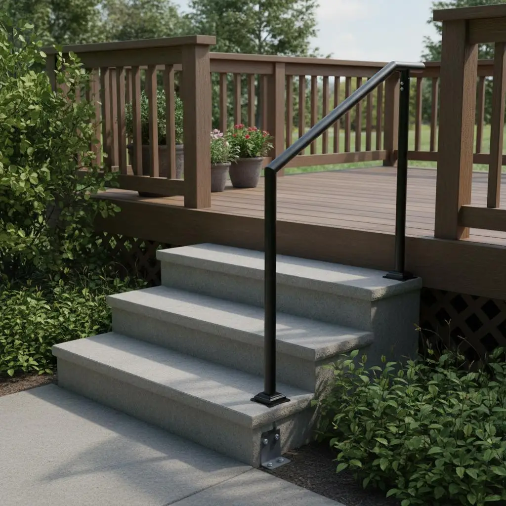 

Кованая железная опорная стойка (поручень) 3 фута для сада, веранды, входной группы, для 2-3 ступеней, арочная конструкция, напольная, матовая отделка