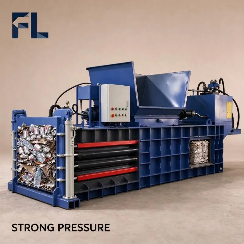 Hydraulic Baler Robust Hydraulic Baling Machine Safety Emergency Stop for Textile Fabric Waste Bundling