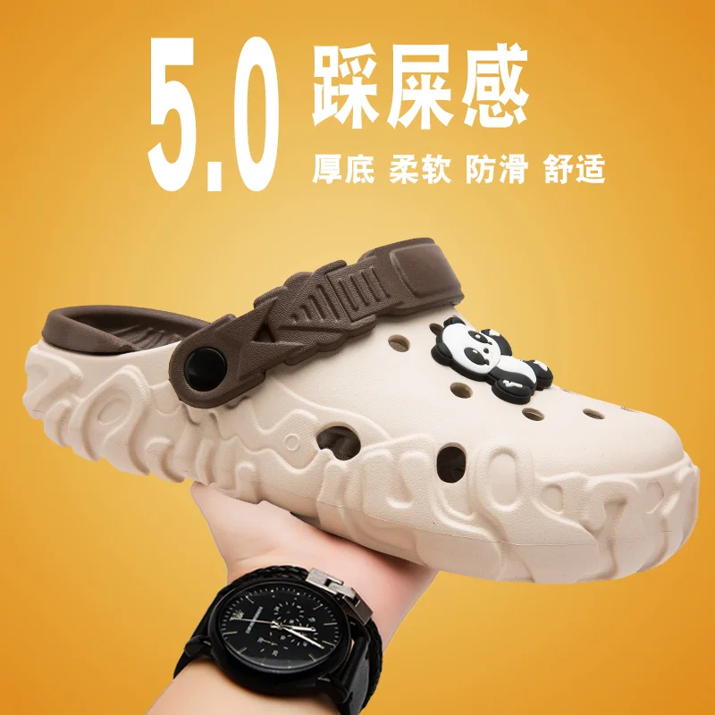 

Breathable Men Clogs Shoes, Hollow Design Beach Slippers, Multifunctional Non-slip Casual Summer Footwear
