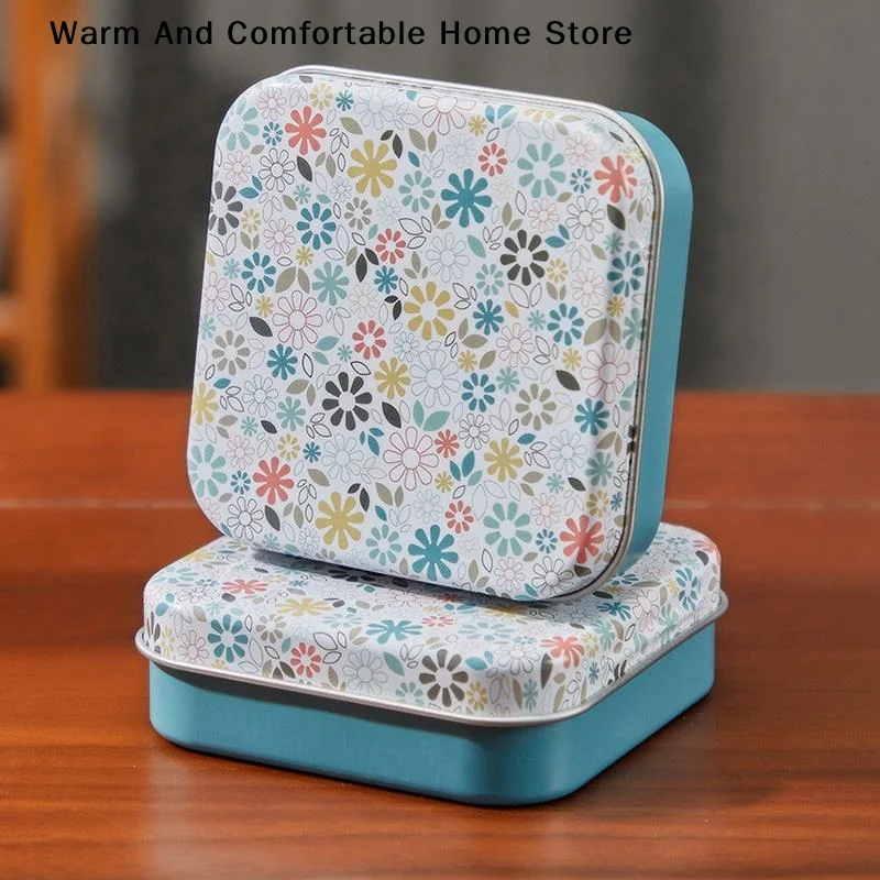 【W】Square Flip Storage Box Portable Metal Tin Boxes For Packing Candy Pills Coin Mini Sealed Jars Jewelry Cases Home Organizer